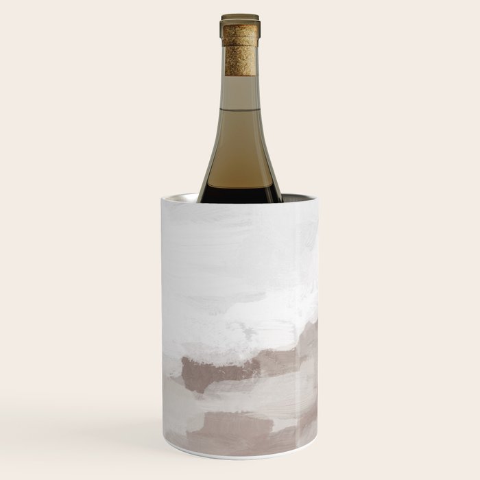 Sands of Time I - Gray Clouds Beige Sandy Desert Dunes Desolate Abstract Nature Painting Art Print Wine Chiller Gallery Image 3