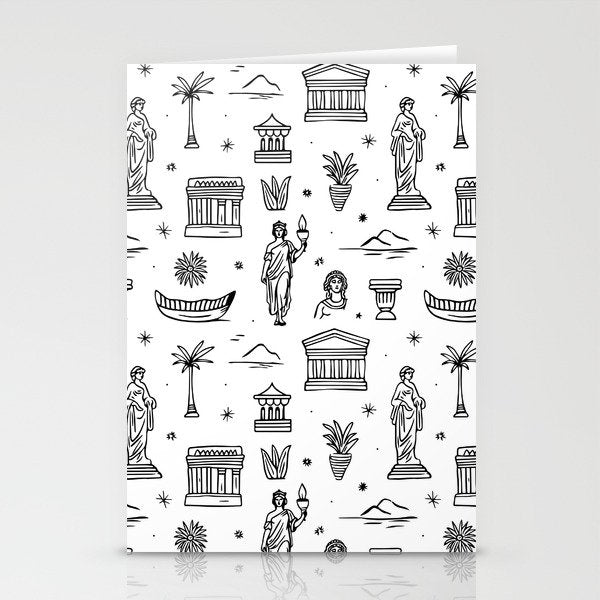 Black and white ancient greek statue pattern Stationery Card Gallery Image 1