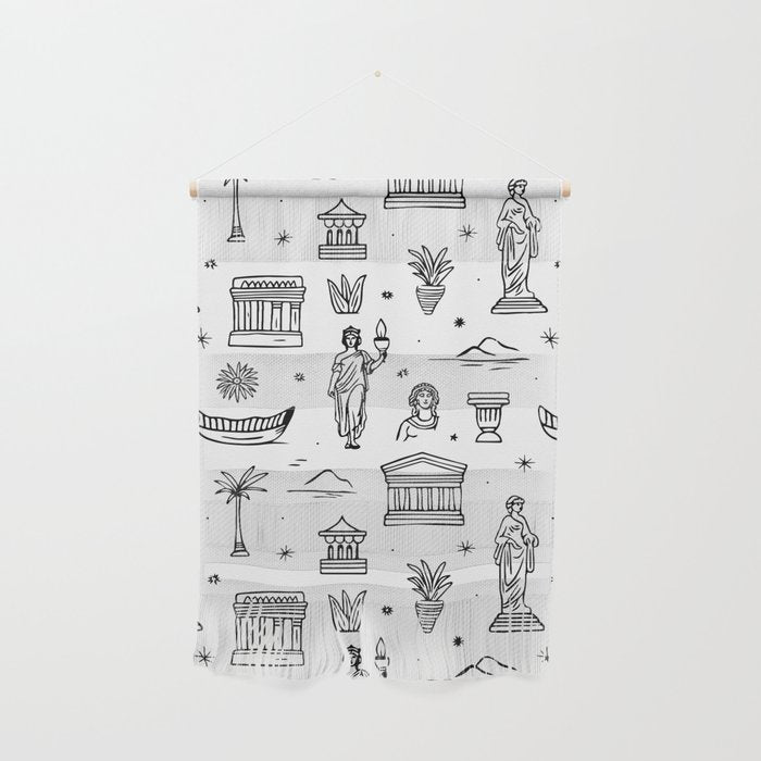 Black and white ancient greek statue pattern Wall Hanging Gallery Image 1