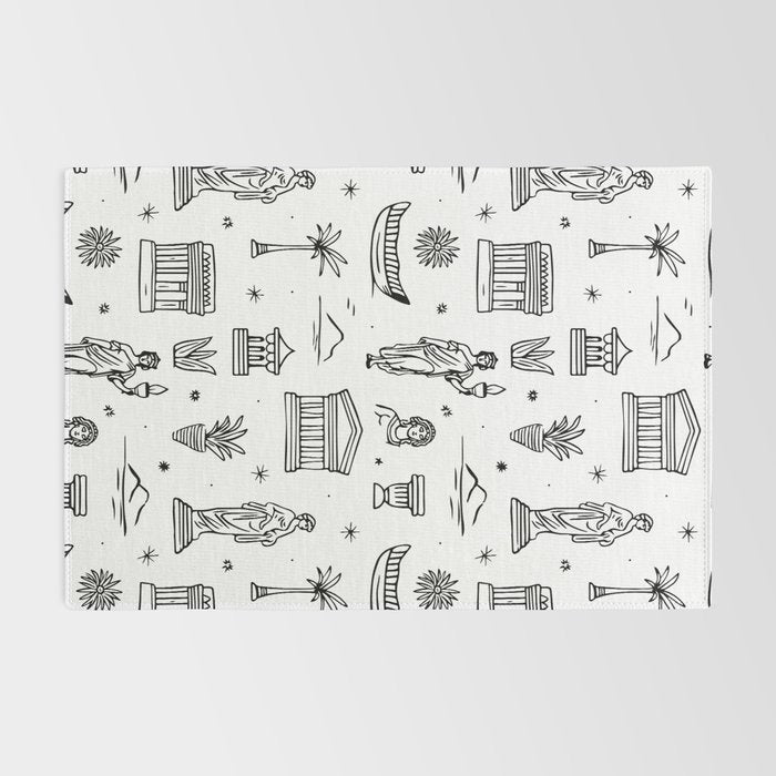 Black and white ancient greek statue pattern Rug Gallery Image 2
