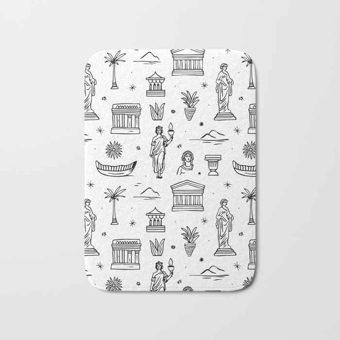 Black and white ancient greek statue pattern Bath Mat Gallery Image 1