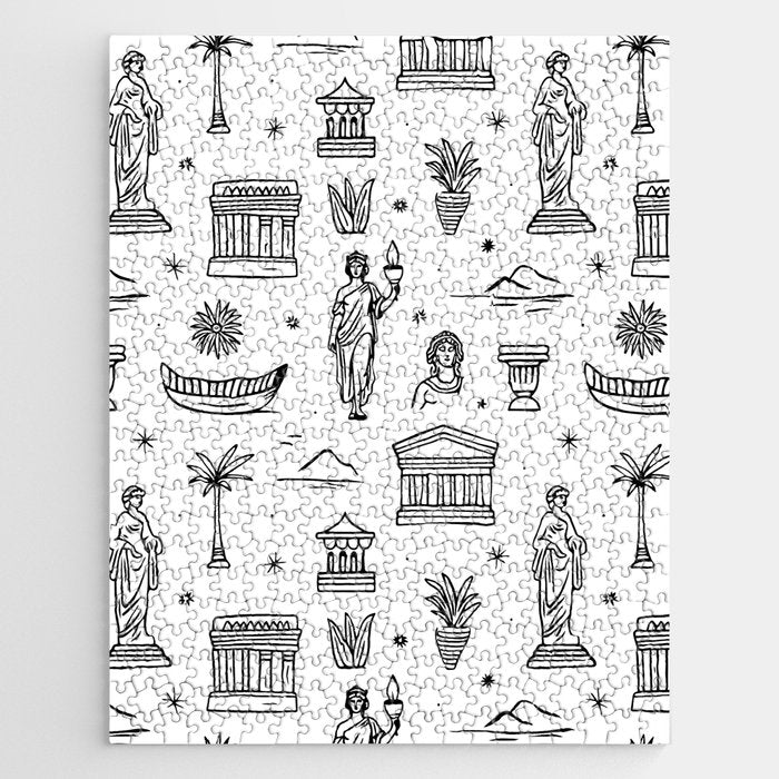 Black and white ancient greek statue pattern Jigsaw Puzzle Gallery Image 1