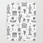 Black and white ancient greek statue pattern Poster Gallery Image 4