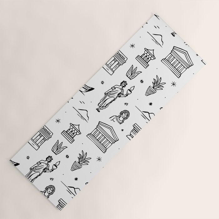 Black and white ancient greek statue pattern Yoga Mat Gallery Image 1