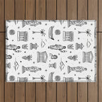 Black and white ancient greek statue pattern Outdoor Rug Gallery Image 1