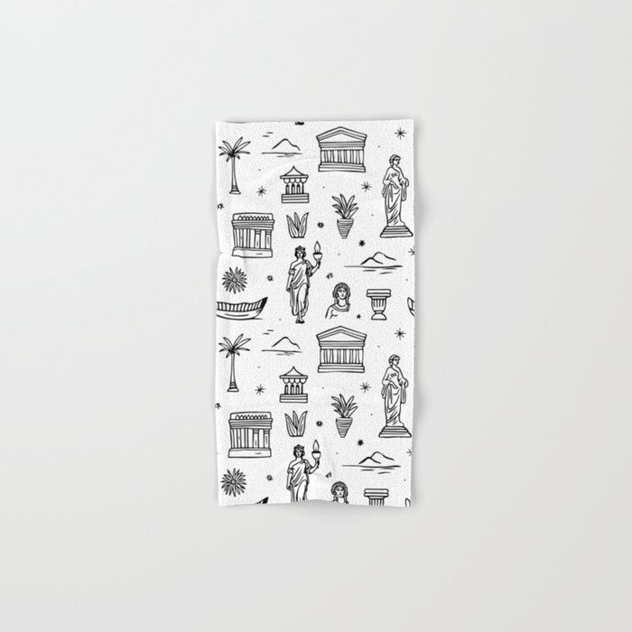 Black and white ancient greek statue pattern Bath Towel Gallery Image 1