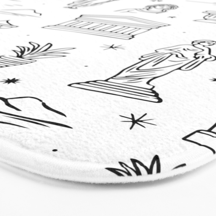 Black and white ancient greek statue pattern Bath Mat Gallery Image 3