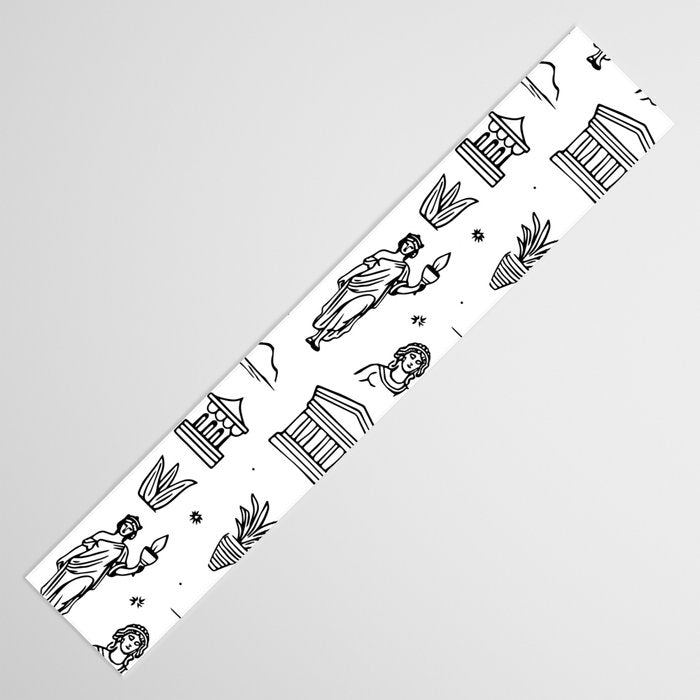 Black and white ancient greek statue pattern Table Runner Gallery Image 3