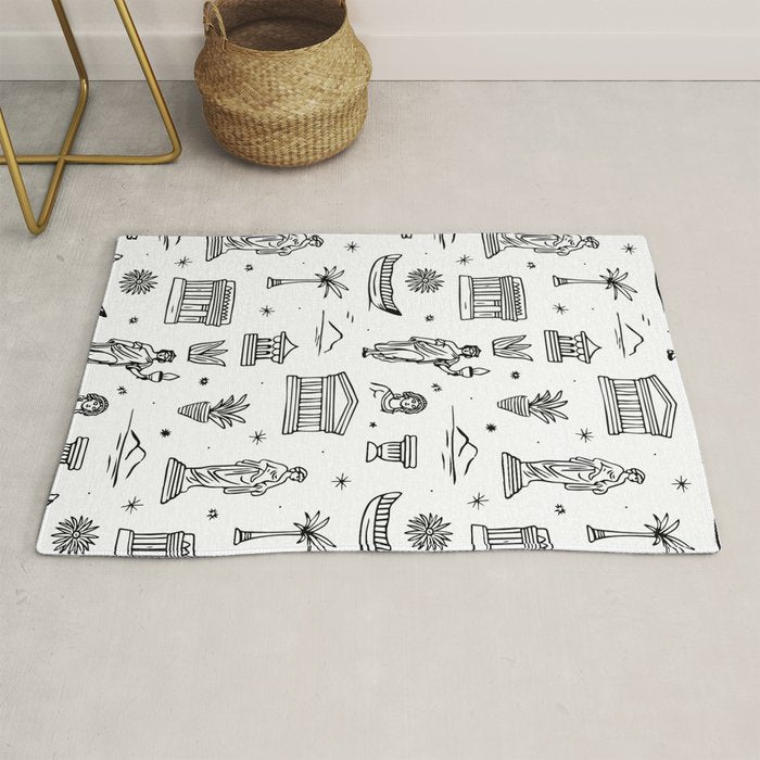 Black and white ancient greek statue pattern Rug Gallery Image 1