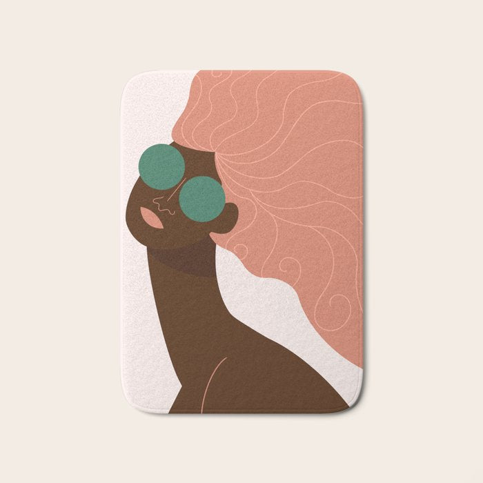 Abstract Woman, Green Sunglasses Bath Mat Gallery Image 1
