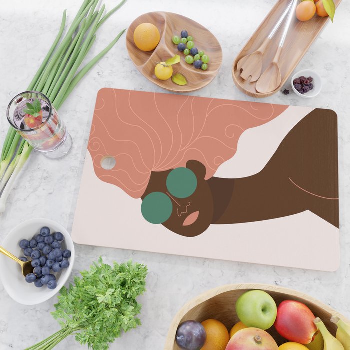 Abstract Woman, Green Sunglasses Cutting Board Gallery Image 2