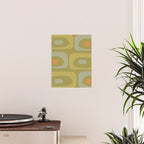 Mid-Century Modern Piquet Minimalist Abstract in Muted Retro Olive Green Celadon Orange Poster Gallery Image 2