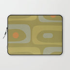 Mid-Century Modern Piquet Minimalist Abstract in Muted Retro Olive Green Celadon Orange Laptop Sleeve Gallery Image 1