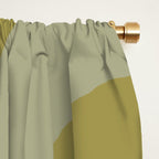 Mid-Century Modern Piquet Minimalist Abstract in Muted Retro Olive Green Celadon Orange Window Curtain Gallery Image 2