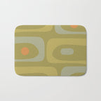 Mid-Century Modern Piquet Minimalist Abstract in Muted Retro Olive Green Celadon Orange Bath Mat Gallery Image 1