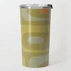 Mid-Century Modern Piquet Minimalist Abstract in Muted Retro Olive Green Celadon Orange Travel Mug Gallery Image 2