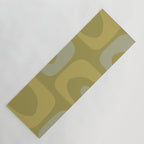 Mid-Century Modern Piquet Minimalist Abstract in Muted Retro Olive Green Celadon Orange Yoga Mat Gallery Image 1