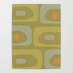 Mid-Century Modern Piquet Minimalist Abstract in Muted Retro Olive Green Celadon Orange Poster Gallery Image 4