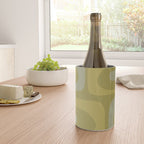 Mid-Century Modern Piquet Minimalist Abstract in Muted Retro Olive Green Celadon Orange Wine Chiller Gallery Image 4