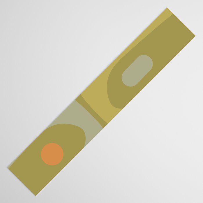 Mid-Century Modern Piquet Minimalist Abstract in Muted Retro Olive Green Celadon Orange Table Runner Gallery Image 3
