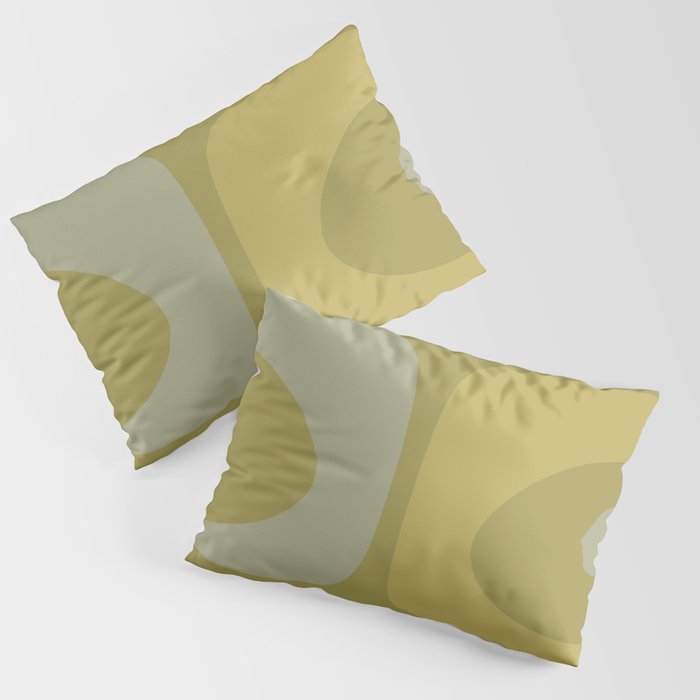 Mid-Century Modern Piquet Minimalist Abstract in Muted Retro Olive Green Celadon Orange Pillow Sham Gallery Image 1