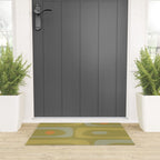 Mid-Century Modern Piquet Minimalist Abstract in Muted Retro Olive Green Celadon Orange Welcome Mat Gallery Image 3