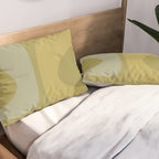 Mid-Century Modern Piquet Minimalist Abstract in Muted Retro Olive Green Celadon Orange Pillow Sham Gallery Image 2