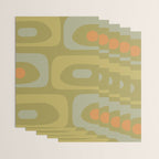 Mid-Century Modern Piquet Minimalist Abstract in Muted Retro Olive Green Celadon Orange Wrapping Paper Gallery Image 3