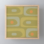 Mid-Century Modern Piquet Minimalist Abstract in Muted Retro Olive Green Celadon Orange Mini Art Print Gallery Image 1