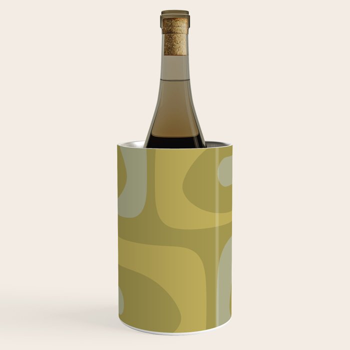 Mid-Century Modern Piquet Minimalist Abstract in Muted Retro Olive Green Celadon Orange Wine Chiller Gallery Image 1