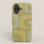 Mid-Century Modern Piquet Minimalist Abstract in Muted Retro Olive Green Celadon Orange iPhone Case Gallery Image 1