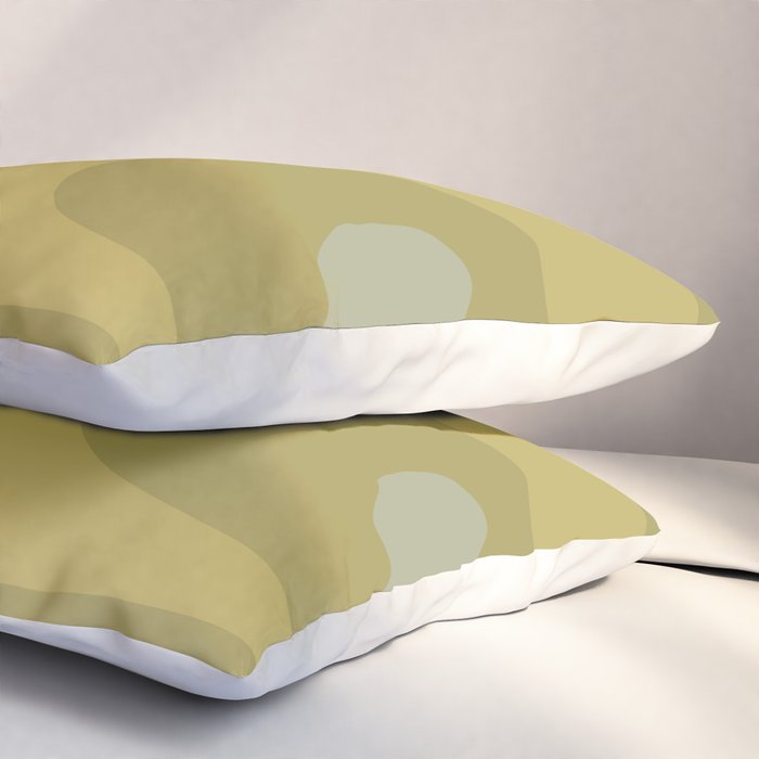 Mid-Century Modern Piquet Minimalist Abstract in Muted Retro Olive Green Celadon Orange Pillow Sham Gallery Image 3