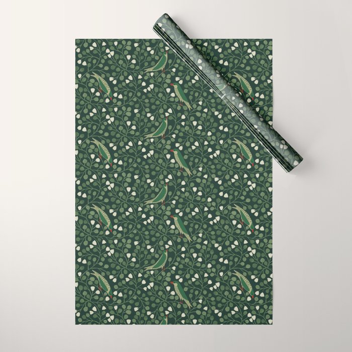 Aviary Vine - Forest Green Wrapping Paper Gallery Image 1