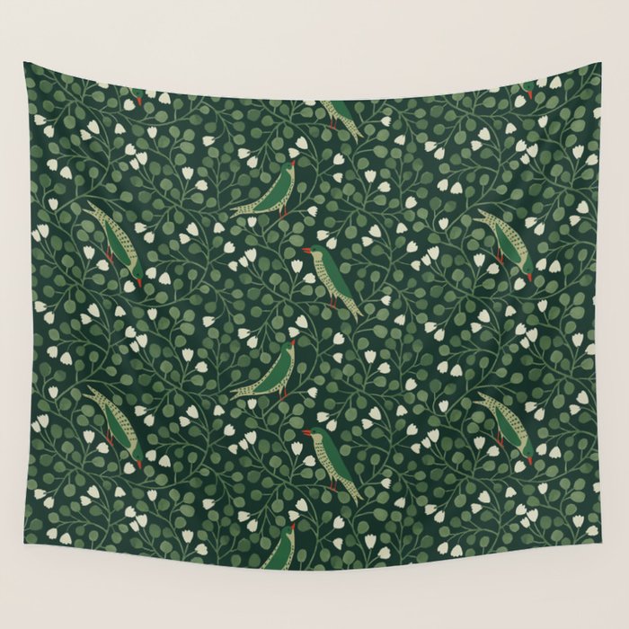 Aviary Vine - Forest Green Wall Tapestry Gallery Image 1