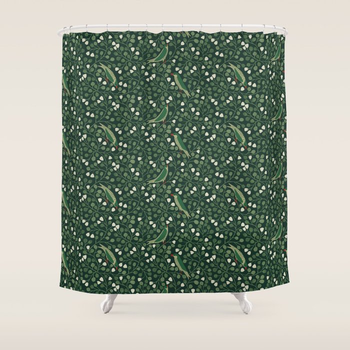 Aviary Vine - Forest Green Shower Curtain Gallery Image 1