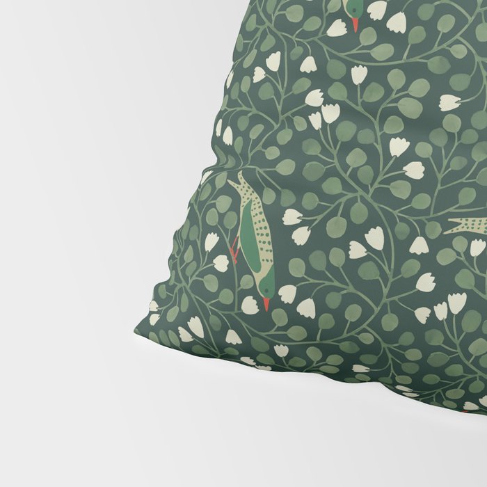 Aviary Vine - Forest Green Pillow Sham Gallery Image 4