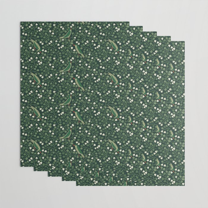 Aviary Vine - Forest Green Wrapping Paper Gallery Image 3