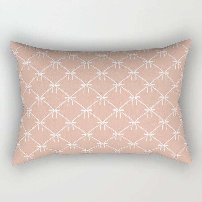Bows & Ribbons Pattern XLVI Peach Pink Rectangular Pillow Gallery Image 1