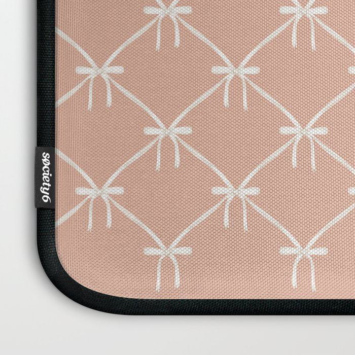 Bows & Ribbons Pattern XLVI Peach Pink Laptop Sleeve Gallery Image 3