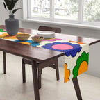 Colorful Flowers Happy Spring Retro Pattern Table Runner Gallery Image 2