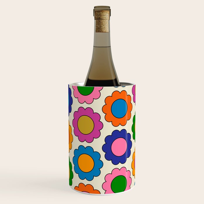 Colorful Flowers Happy Spring Retro Pattern Wine Chiller Gallery Image 3