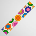 Colorful Flowers Happy Spring Retro Pattern Table Runner Gallery Image 3