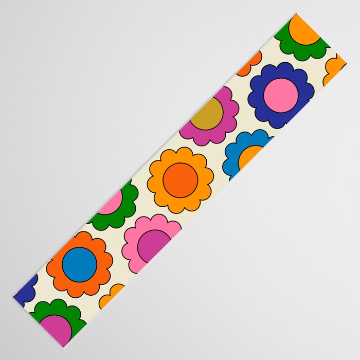 Colorful Flowers Happy Spring Retro Pattern Table Runner Gallery Image 3