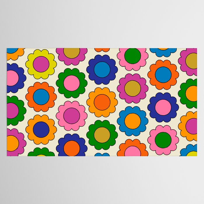 Colorful Flowers Happy Spring Retro Pattern Tablecloth Gallery Image 2