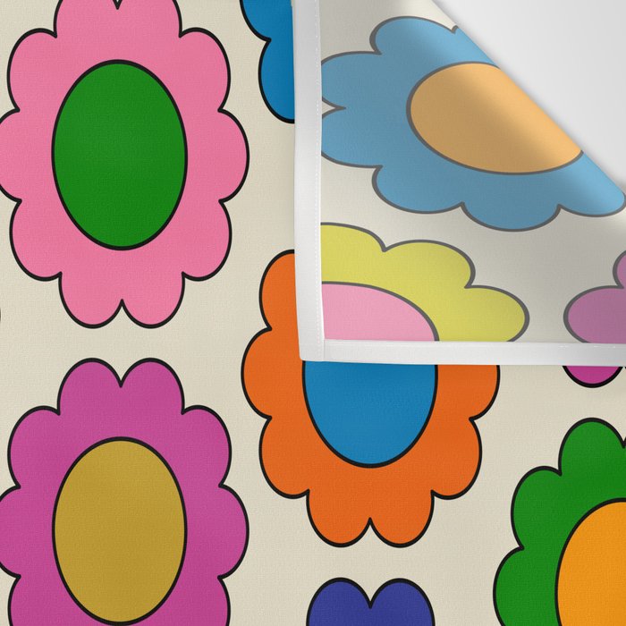 Colorful Flowers Happy Spring Retro Pattern Wall Tapestry Gallery Image 3