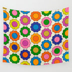 Colorful Flowers Happy Spring Retro Pattern Wall Tapestry Gallery Image 4