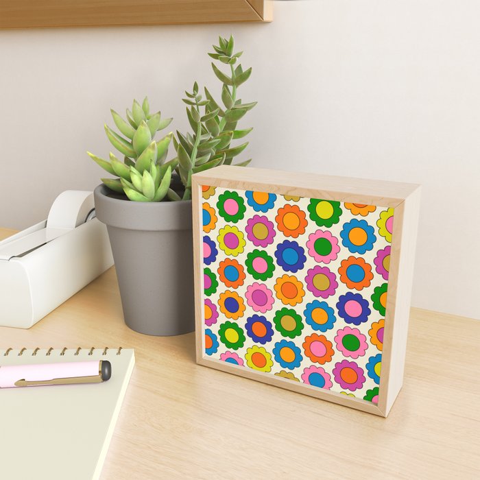 Colorful Flowers Happy Spring Retro Pattern Mini Art Print Gallery Image 2
