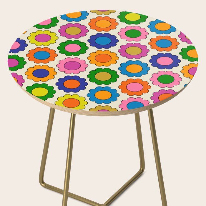 Colorful Flowers Happy Spring Retro Pattern Side Table Gallery Image 2