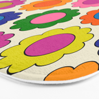 Colorful Flowers Happy Spring Retro Pattern Bath Mat Gallery Image 3