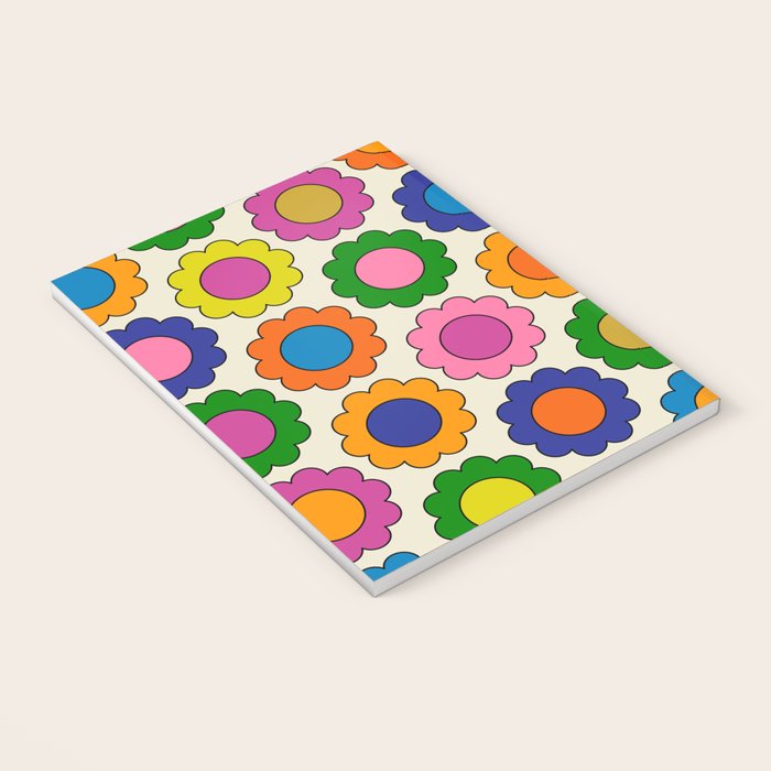 Colorful Flowers Happy Spring Retro Pattern Notebook Gallery Image 3